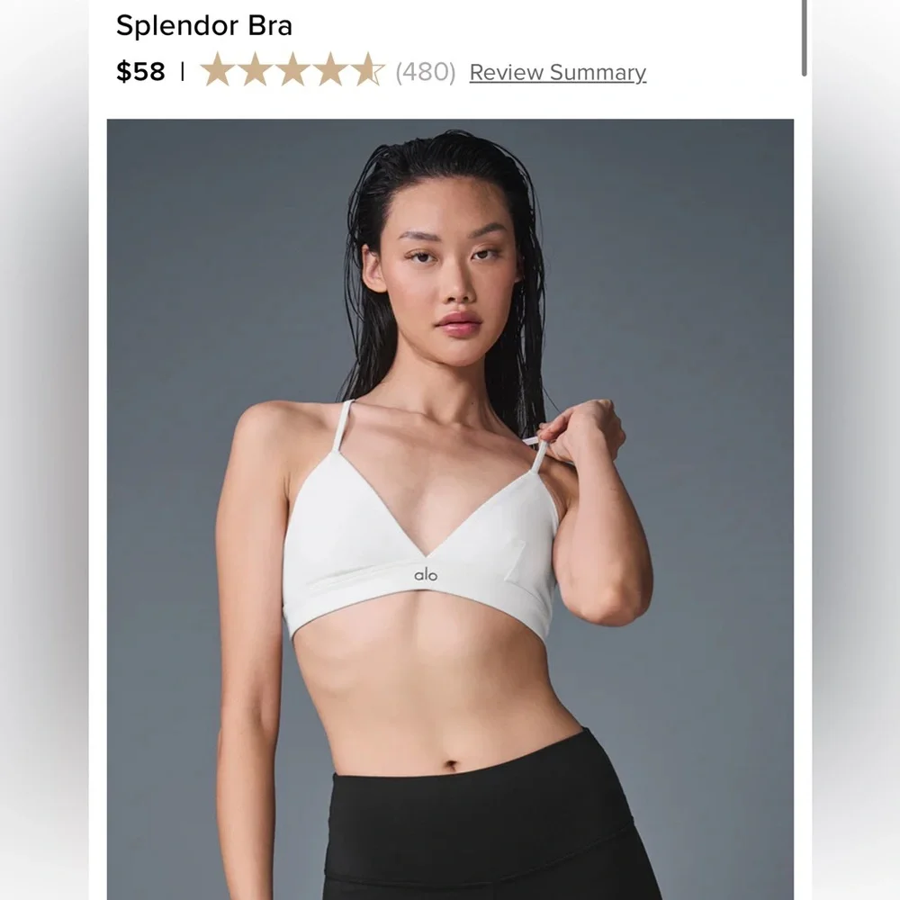 ALO Yoga White Splendor Bra - Light Support Sports Bra